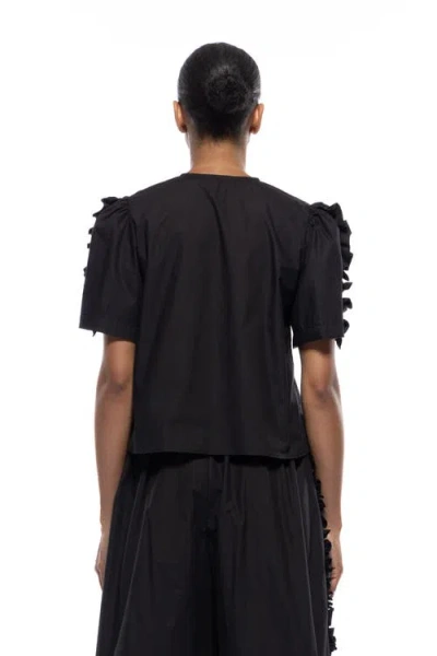 Toit Volant Charlie Bow Ruffle Top In Black