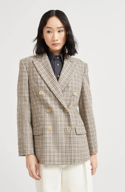 Brunello Cucinelli Virgin Wool Flannel Check Blazer In Brown