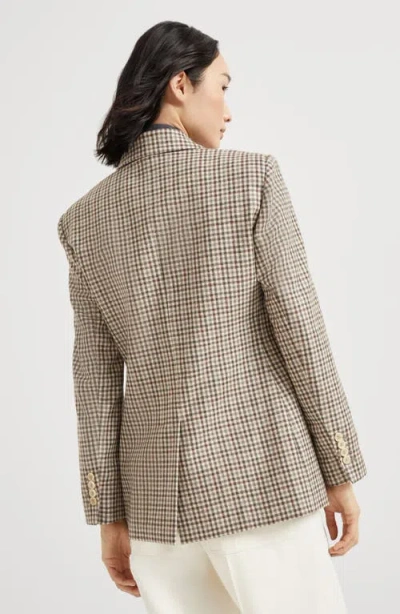 Brunello Cucinelli Virgin Wool Flannel Check Blazer In Brown