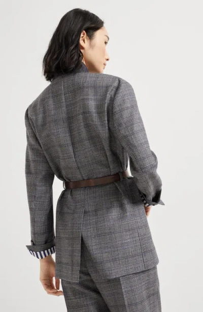 Brunello Cucinelli Prince Of Wales Blazer In Gray