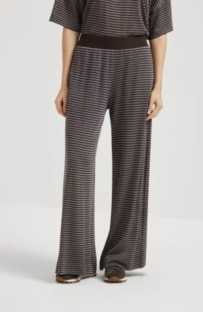 Brunello Cucinelli Lightweight Knit Trousers In Brown