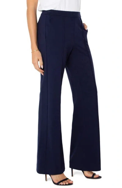 Liverpool Los Angeles Pleat Front Wide Leg Pants In Blue