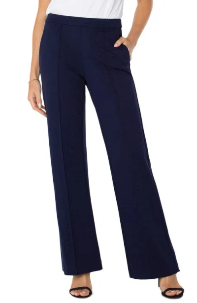 Liverpool Los Angeles Pleat Front Wide Leg Pants In Blue
