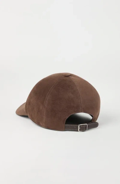 Brunello Cucinelli Women Suede Leather Baseball Cap In Brown
