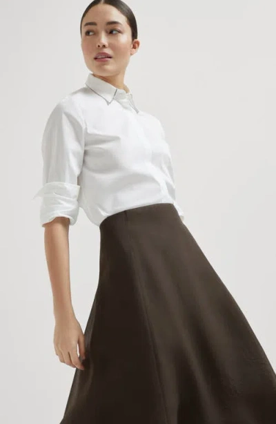 Brunello Cucinelli Silk Midi Skirt In Black