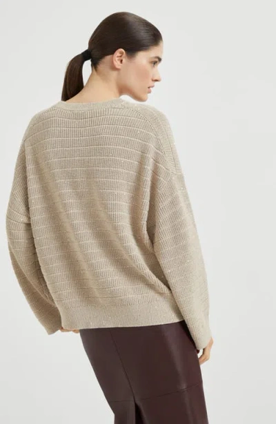 Brunello Cucinelli Cotton-blend Sequin-embellished Sweater In Neutral
