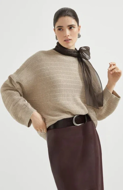 Brunello Cucinelli Cotton-blend Sequin-embellished Sweater In Neutral