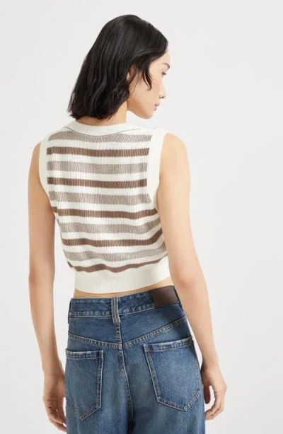 Brunello Cucinelli Knit Top With Monili In Neutral