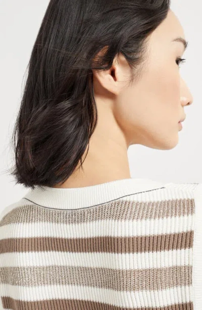 Brunello Cucinelli Knit Top With Monili In Neutral