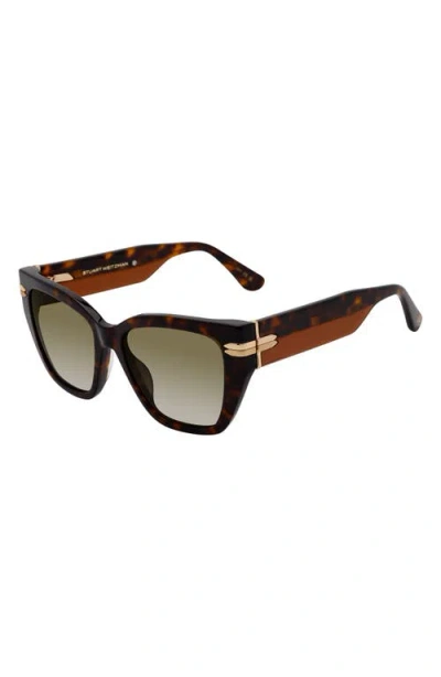Stuart Weitzman 53mm Gradient Cat Eye Sunglasses In Brown