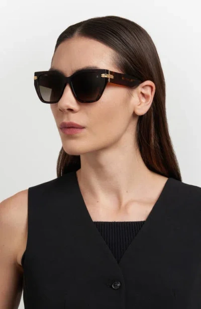 Stuart Weitzman 53mm Gradient Cat Eye Sunglasses In Brown