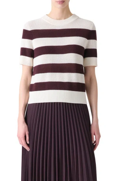 Akris Punto Colorblock Short Sleeve Virgin Merino Wool Sweater In Neutral