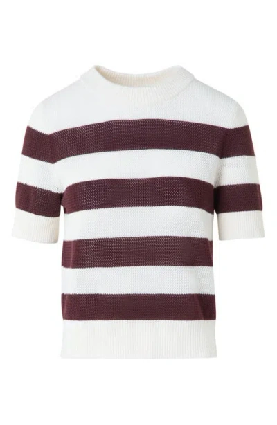 Akris Punto Colorblock Short Sleeve Virgin Merino Wool Sweater In Neutral