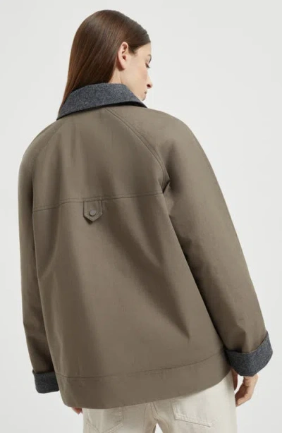 Brunello Cucinelli Bead-embellished Wool Felt-trimmed Padded Cotton-blend Jacket