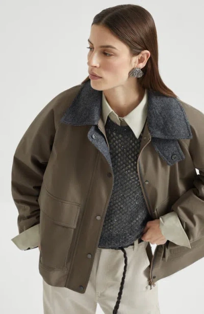 Brunello Cucinelli Bead-embellished Wool Felt-trimmed Padded Cotton-blend Jacket