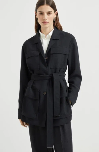 Brunello Cucinelli Fluid Twill Blazer In Black