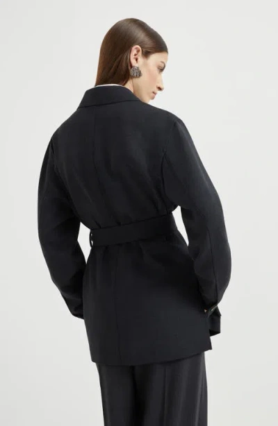 Brunello Cucinelli Fluid Twill Blazer In Black