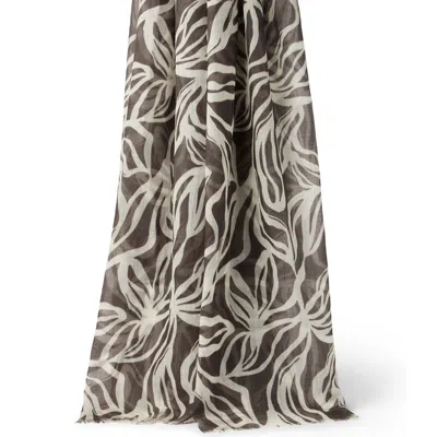Brunello Cucinelli Flower Print Scarf In Gray