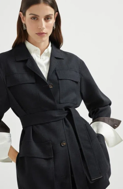 Brunello Cucinelli Fluid Twill Blazer In Black