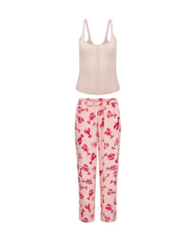 Adore Me Lindsay Pajama Tank Top And Pants Set In Pink