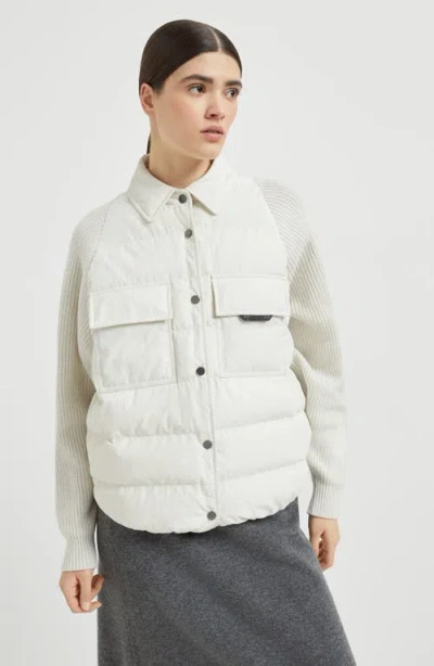 Brunello Cucinelli Cotton Down Jacket In Neutral
