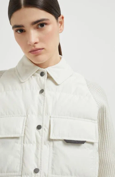 Brunello Cucinelli Cotton Down Jacket In Neutral