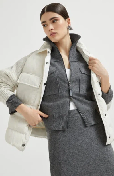 Brunello Cucinelli Cotton Down Jacket In Neutral