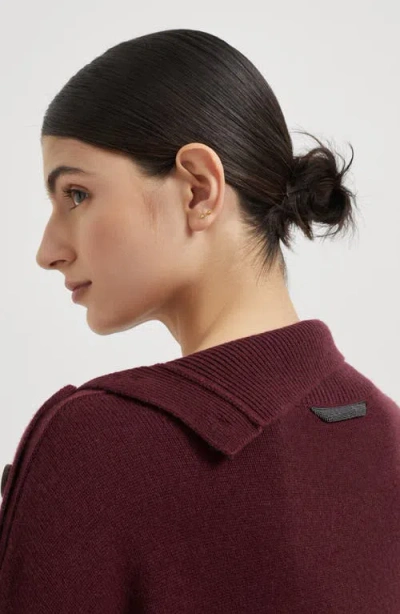 Brunello Cucinelli Cropped Turtleneck Sweater In Burgundy