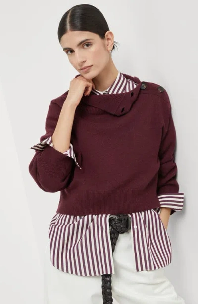 Brunello Cucinelli Cropped Turtleneck Sweater In Burgundy