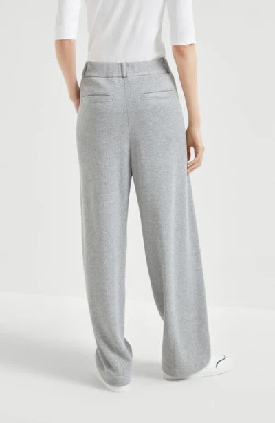 Brunello Cucinelli Linen Wide-leg Trousers In Gray