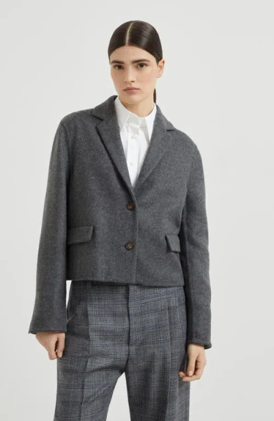 Brunello Cucinelli Hand-crafted Cropped Blazer In Gray