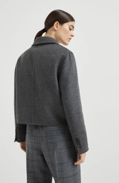 Brunello Cucinelli Hand-crafted Cropped Blazer In Gray