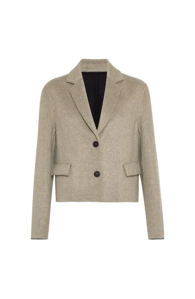 Brunello Cucinelli Hand-crafted Cropped Blazer In Brown