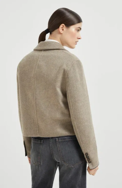 Brunello Cucinelli Hand-crafted Cropped Blazer In Brown