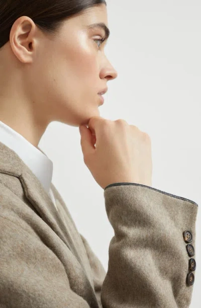 Brunello Cucinelli Hand-crafted Cropped Blazer In Brown