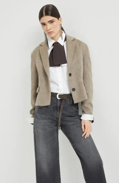 Brunello Cucinelli Hand-crafted Cropped Blazer In Brown