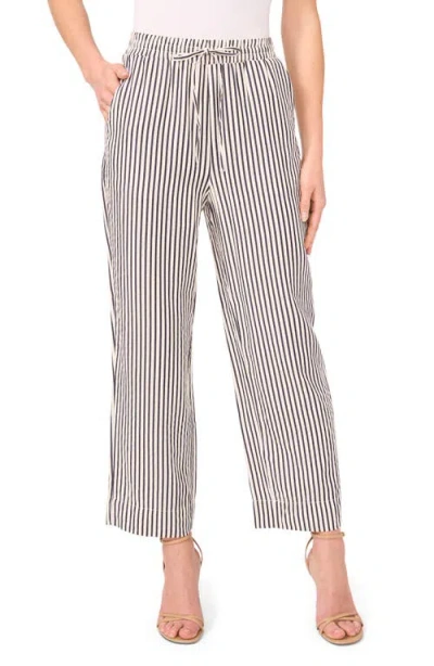 Cece Stripe Drawstring Ankle Pants In Brown