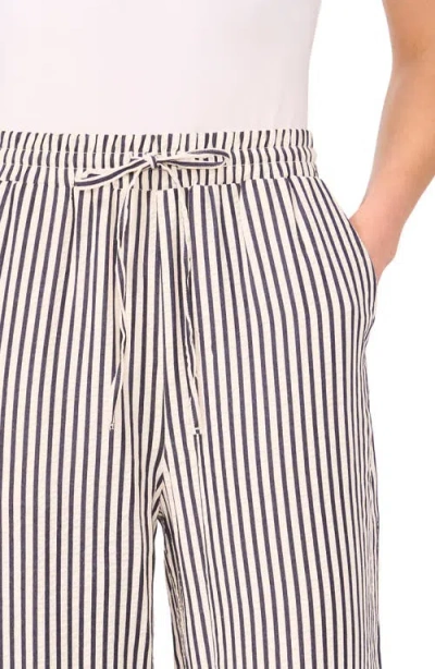 Cece Stripe Drawstring Ankle Pants In Brown