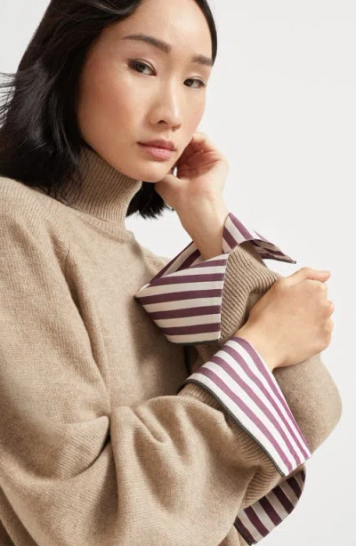 Brunello Cucinelli Turtleneck Sweater With Monili In Brown