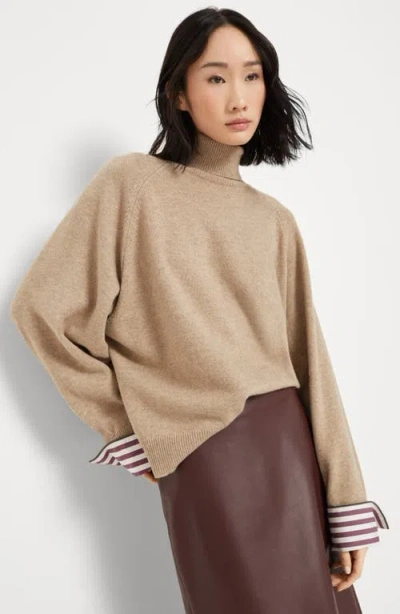Brunello Cucinelli Turtleneck Sweater With Monili In Brown