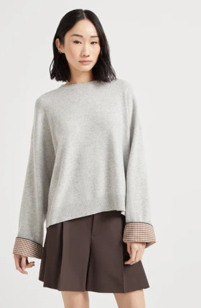 Brunello Cucinelli Cashmere Sweater With Monili In Gray