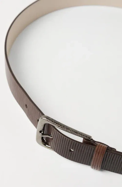 Brunello Cucinelli Carved Leather Belt In Brown
