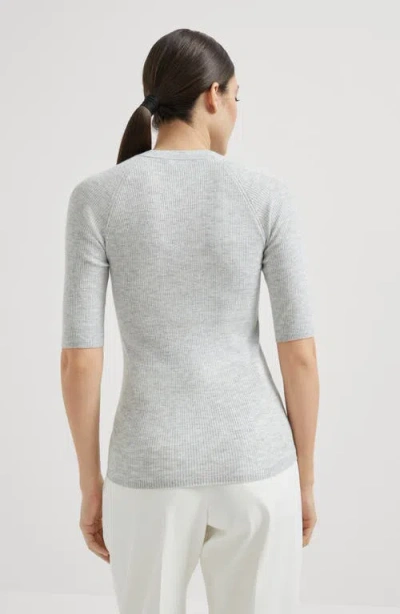 Brunello Cucinelli Sparkling Cashmere Sweater In Gray