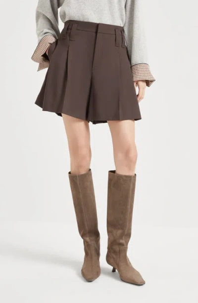 Brunello Cucinelli Formal Shorts With Monili In Brown