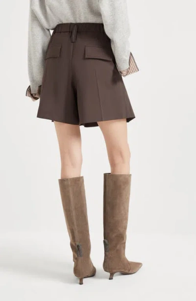Brunello Cucinelli Formal Shorts With Monili In Brown