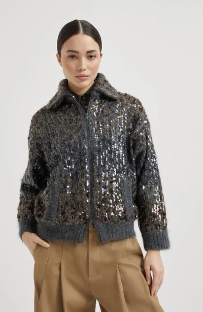 Brunello Cucinelli Embellished Crewneck Knitwear With Ribbed Accents