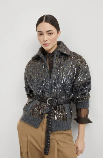 Brunello Cucinelli Embellished Crewneck Knitwear With Ribbed Accents