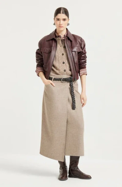 Brunello Cucinelli Wrap Wool Skirt