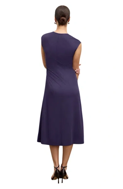 M.m.lafleur Marina Ruched Dress In Purple