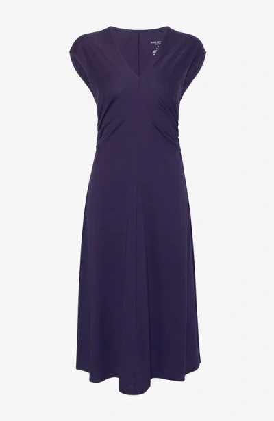 M.m.lafleur Marina Ruched Dress In Purple